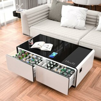 Merax Modern Smart Coffee Table with Built-in Fridge