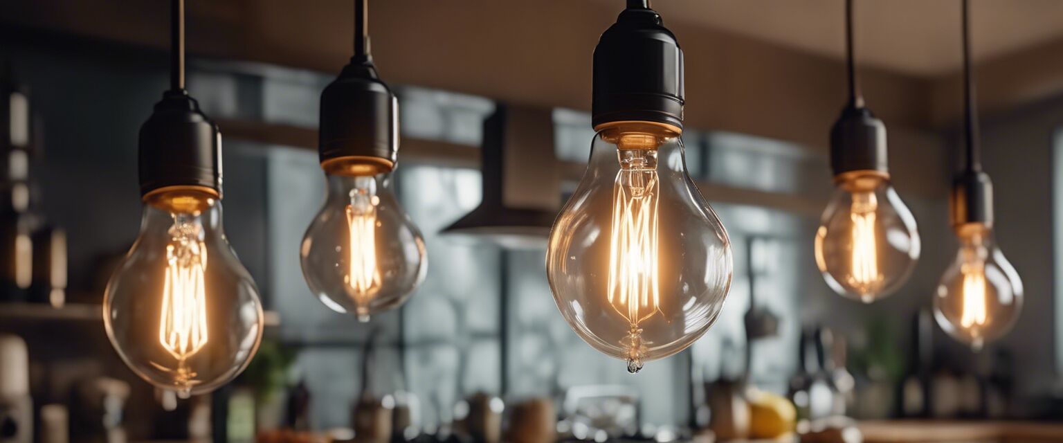 Smart light bulbs in a kitchen.