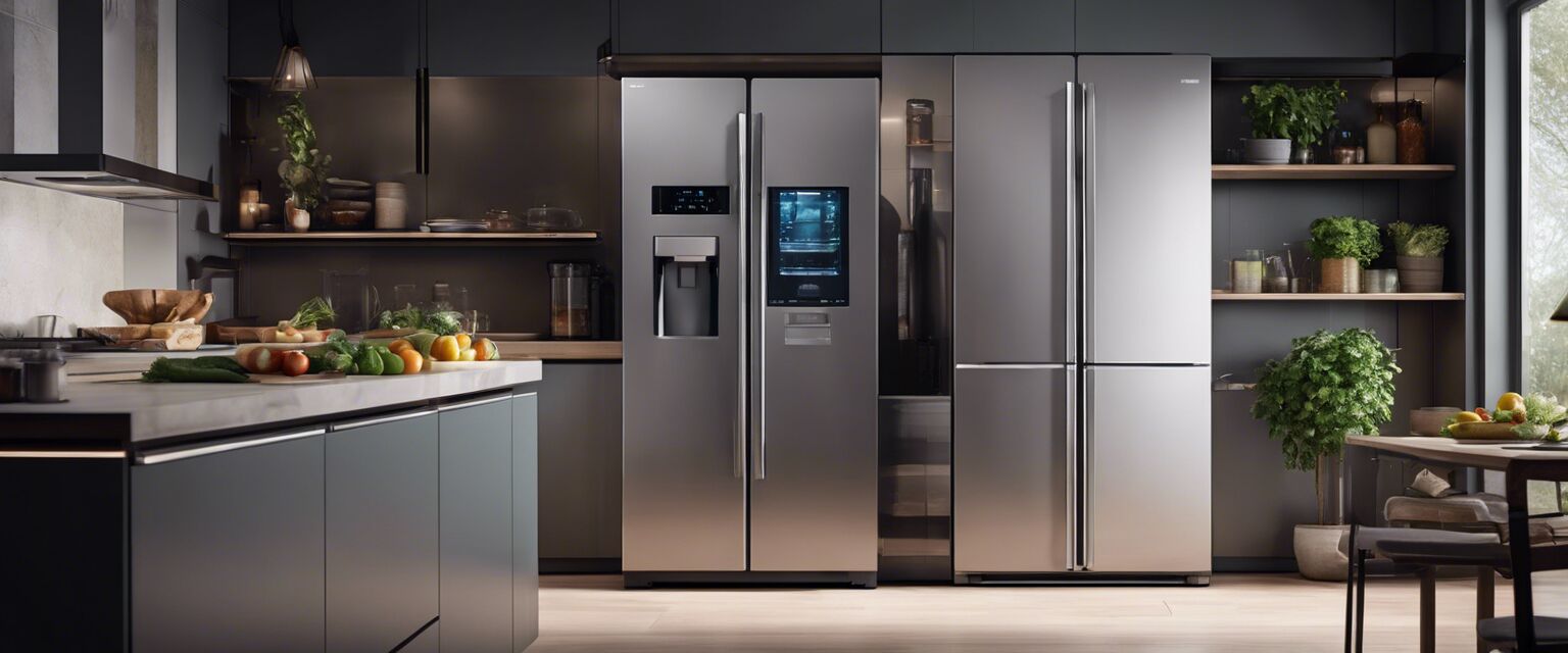 Smart refrigerator in a modern kitchen